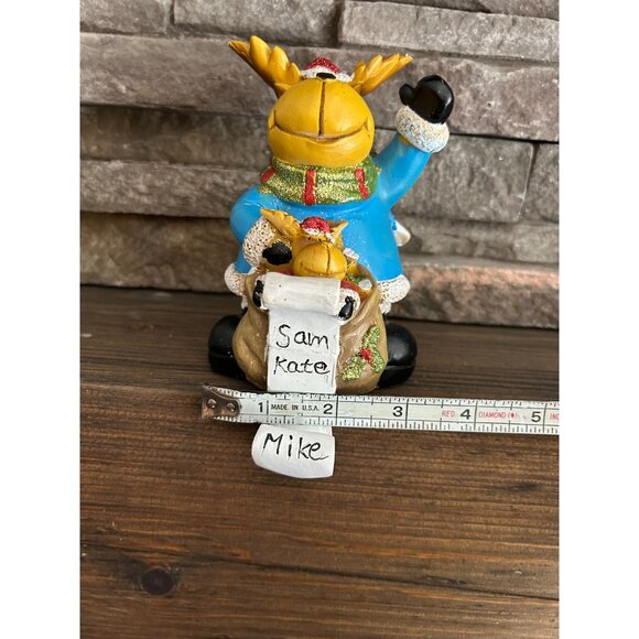 Vintage Moose Stocking Holder With Santa Hat & List Of Names Sam Kate Tina Mike - Picture 8 of 8